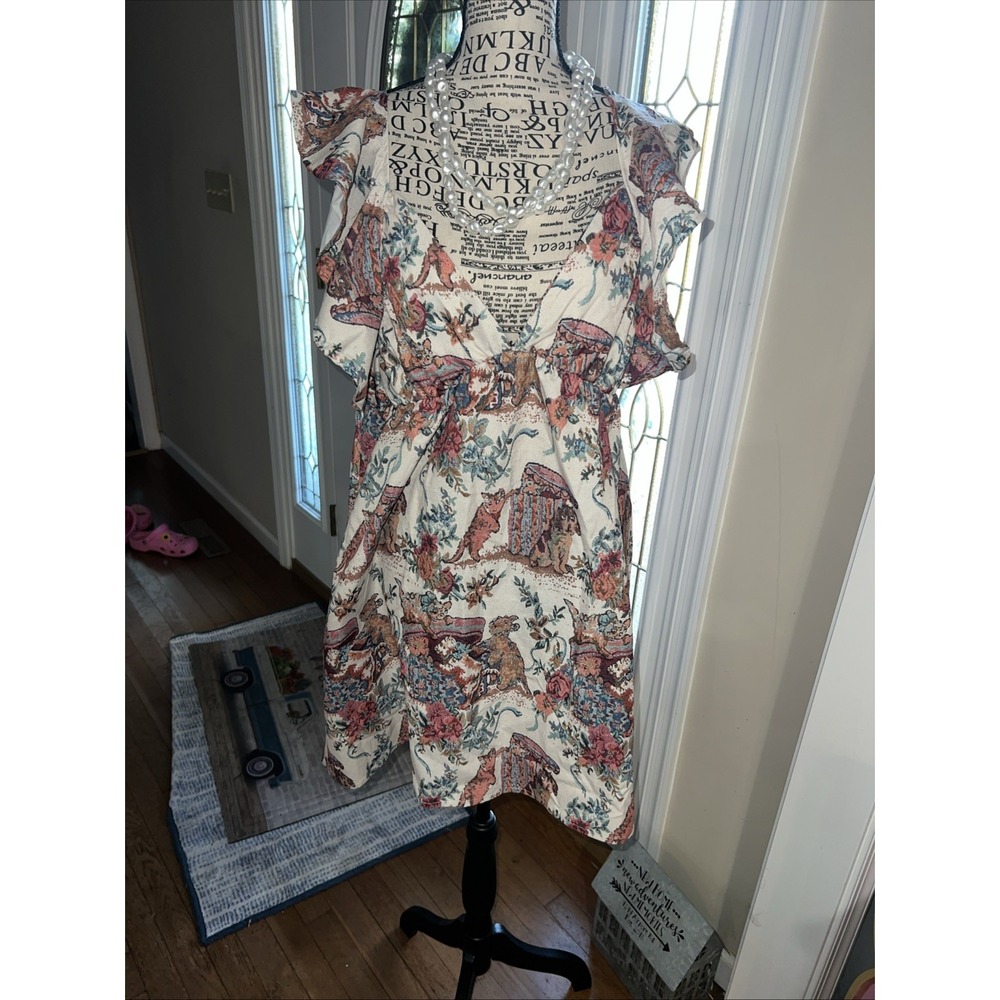 Boutique Women's Large Velvet Ribbon Animal Dress Babydoll Unique So Cool 241‎